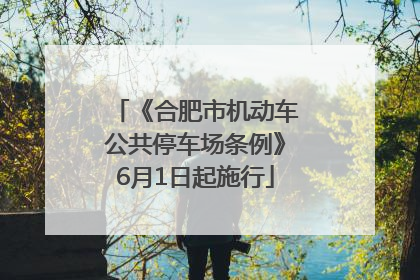 《合肥市机动车公共停车场条例》6月1日起施行