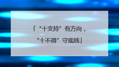 “十支持”有方向，“十不得”守底线