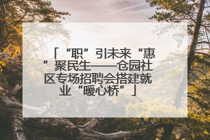 “职”引未来“惠”聚民生——仓园社区专场招聘会搭建就业“暖心桥”