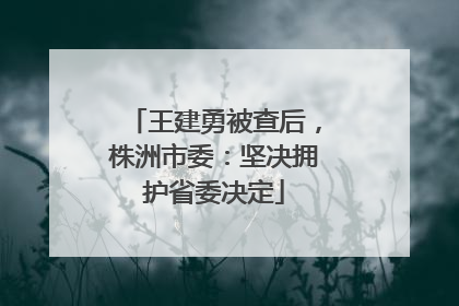 王建勇被查后，株洲市委：坚决拥护省委决定