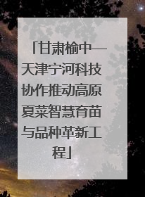甘肃榆中—天津宁河科技协作推动高原夏菜智慧育苗与品种革新工程