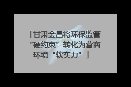 甘肃金昌将环保监管“硬约束”转化为营商环境“软实力”