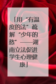 用“有温度的法”疏解“少年的愁”——湖南立法促进学生心理健康