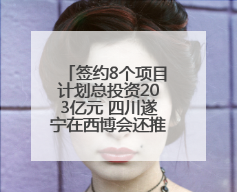 签约8个项目计划总投资203亿元 四川遂宁在西博会还推介了这些