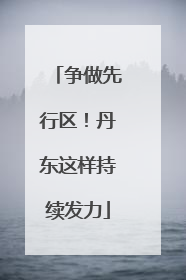 争做先行区！丹东这样持续发力