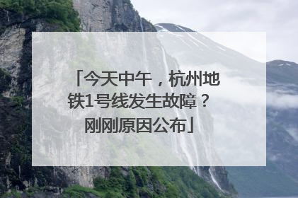 今天中午，杭州地铁1号线发生故障？刚刚原因公布