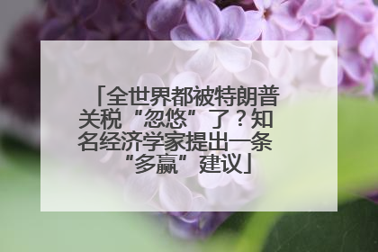 全世界都被特朗普关税“忽悠”了？知名经济学家提出一条“多赢”建议