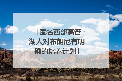 匿名西部高管：湖人对布朗尼有明确的培养计划
