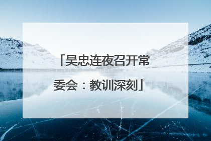吴忠连夜召开常委会：教训深刻
