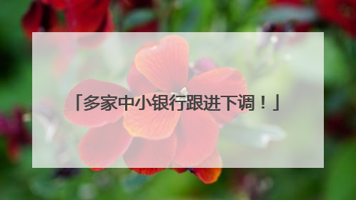 多家中小银行跟进下调！