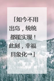 如今不用出岛，统统都能实现！此刻，幸福具象化→