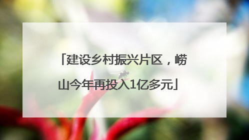 建设乡村振兴片区，崂山今年再投入1亿多元