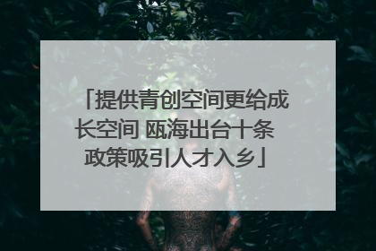 提供青创空间更给成长空间 瓯海出台十条政策吸引人才入乡