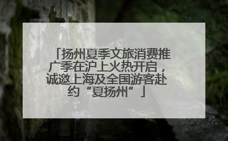 扬州夏季文旅消费推广季在沪上火热开启，诚邀上海及全国游客赴约“夏扬州”