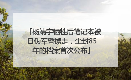 杨靖宇牺牲后笔记本被日伪军警掳走，尘封85年的档案首次公布