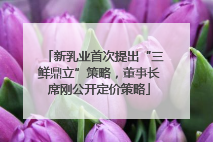 新乳业首次提出“三鲜鼎立”策略，董事长席刚公开定价策略