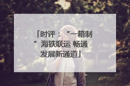 时评：“一箱制”海铁联运 畅通发展新通道