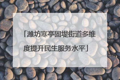 潍坊寒亭固堤街道多维度提升民生服务水平