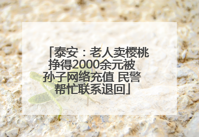 泰安：老人卖樱桃挣得2000余元被孙子网络充值 民警帮忙联系退回