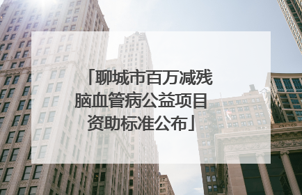 聊城市百万减残脑血管病公益项目资助标准公布