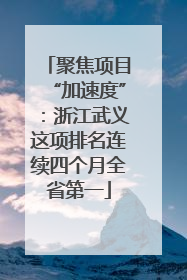聚焦项目“加速度”：浙江武义这项排名连续四个月全省第一