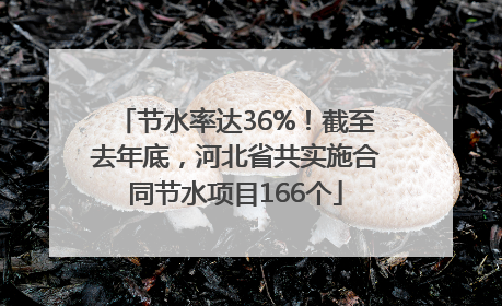 节水率达36%！截至去年底，河北省共实施合同节水项目166个