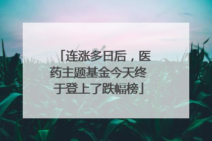 连涨多日后，医药主题基金今天终于登上了跌幅榜
