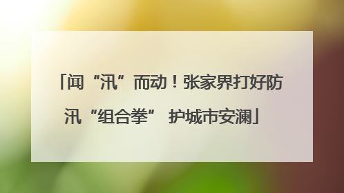 闻“汛”而动！张家界打好防汛“组合拳” 护城市安澜
