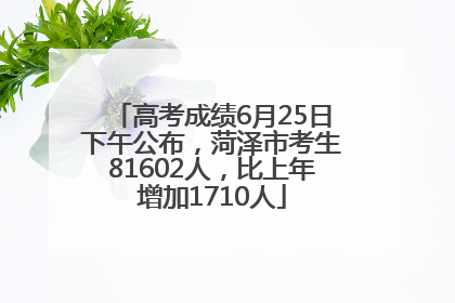 高考成绩6月25日下午公布，菏泽市考生81602人，比上年增加1710人